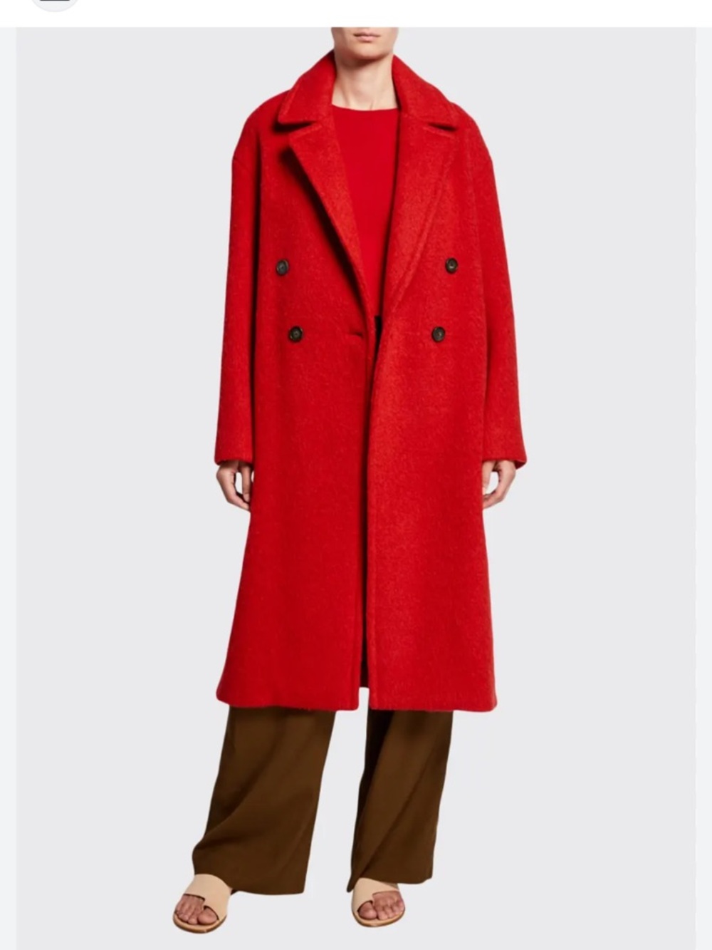 Vince Double-Breasted Alpaca Coat in Bright Red